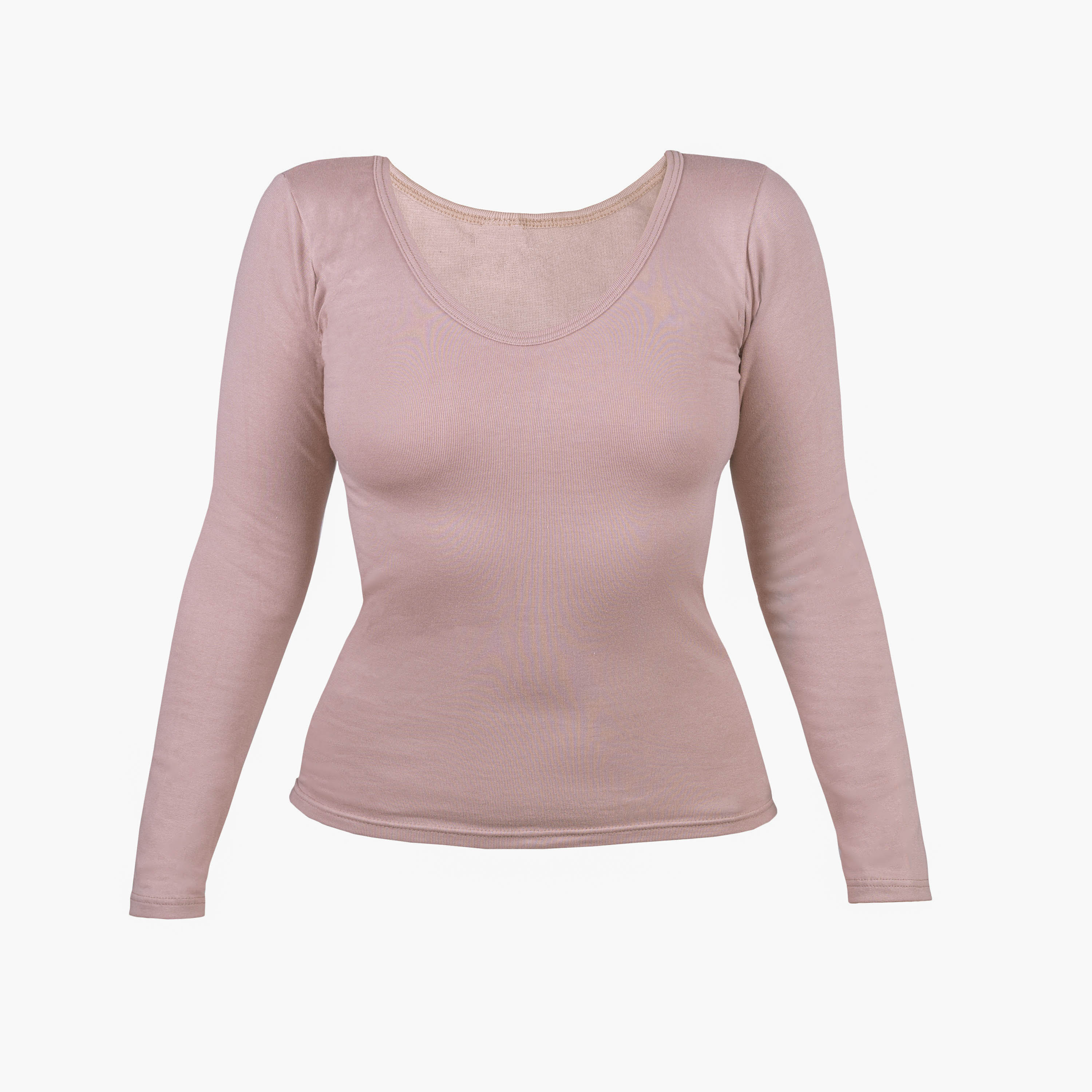 Camiseta femenina rosa manga larga